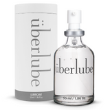 Überlube silicone lubricant 55 ml glass bottle beside its paper tube packaging